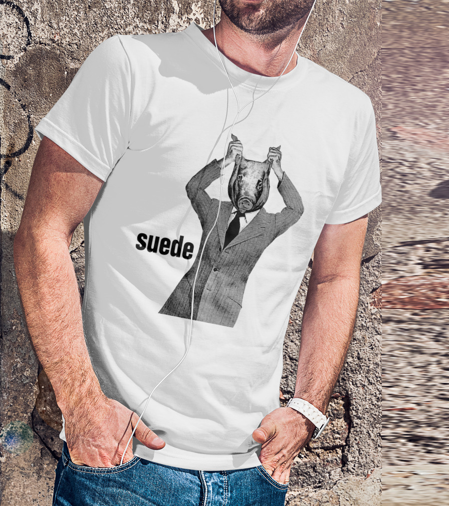 Suede Pig Head Suit Man Artwork Sde T-Shirt