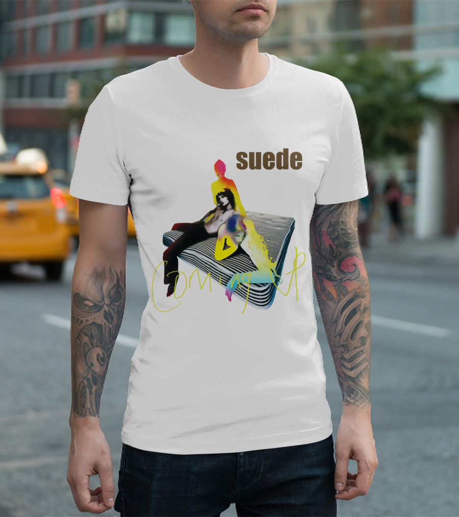Suede Coming Up Album Cover Sde 06 Multicolored Figures On Mattress T-Shirt