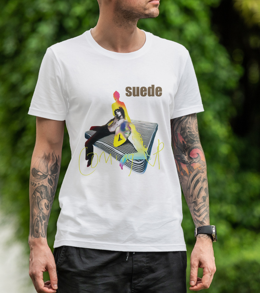 Suede Coming Up Album Cover Sde 06 Multicolored Figures On Mattress T-Shirt