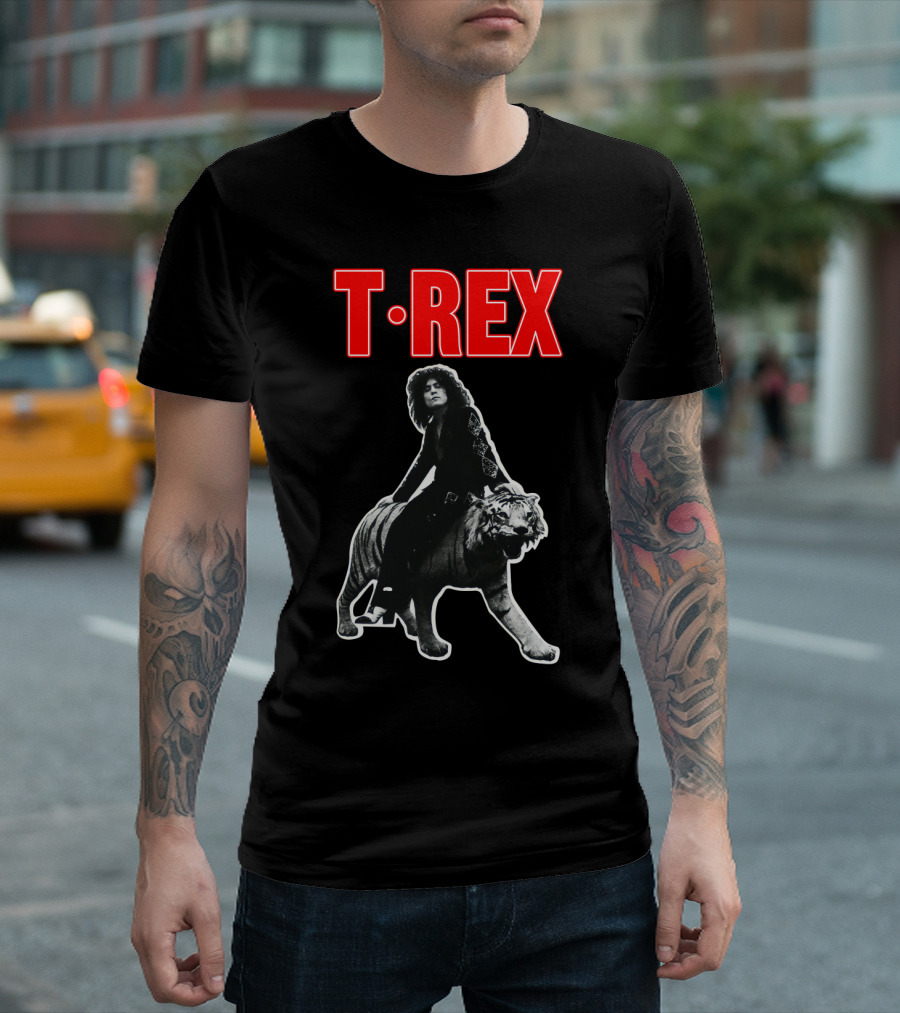 T. Rex Iconic Rock Legend Riding Tiger T-Shirt