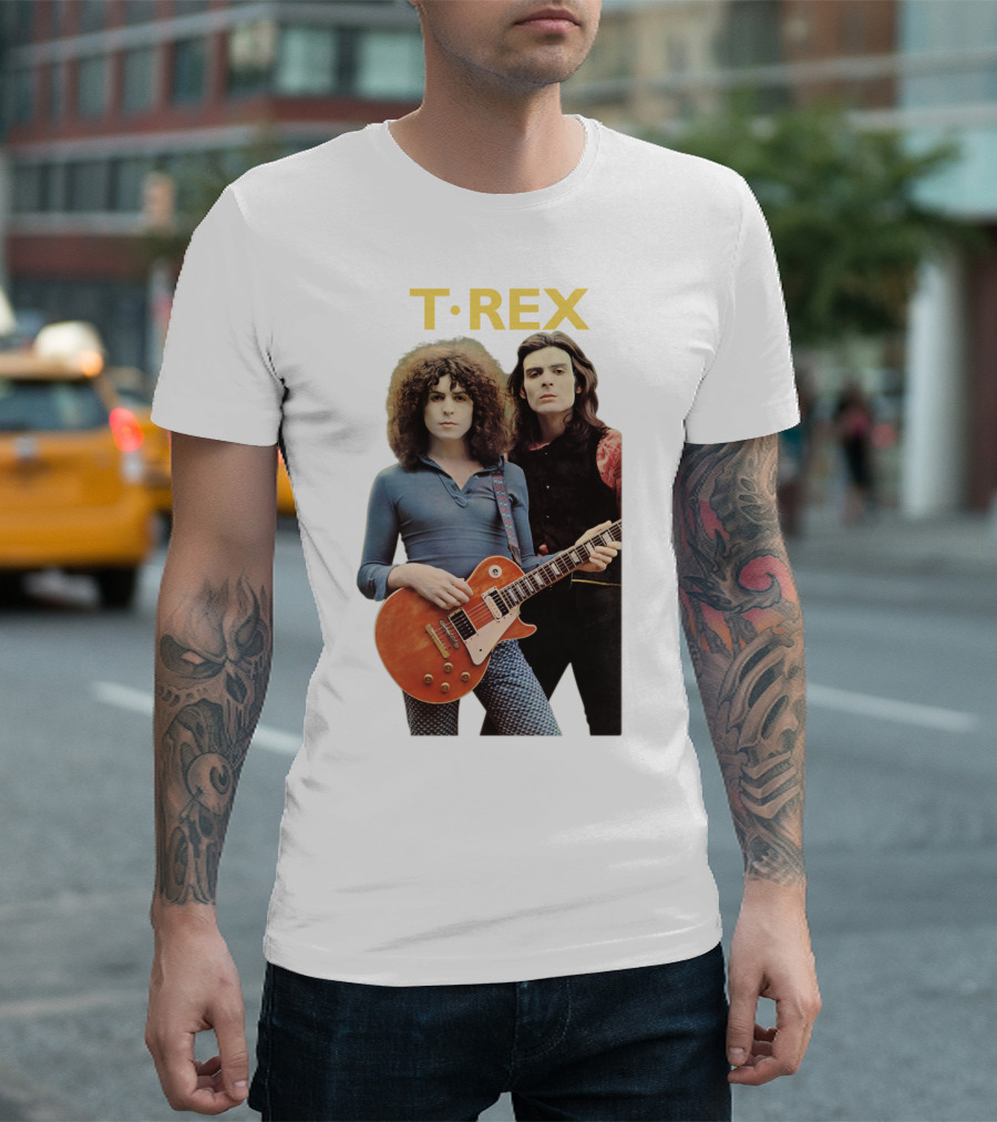 T-Rex Retro Band Photo with Guitarist and Bandmate T-Shirt