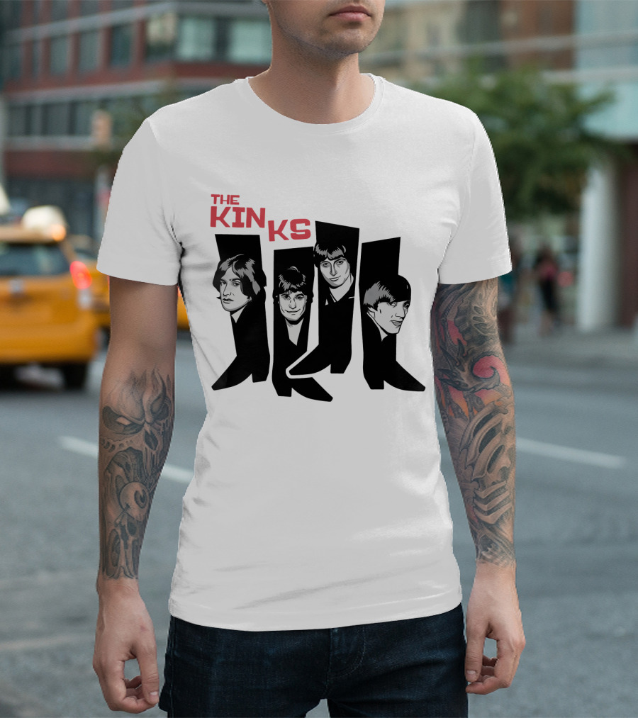 The Kinks Iconic Band Members Black Silhouette Art T-Shirt