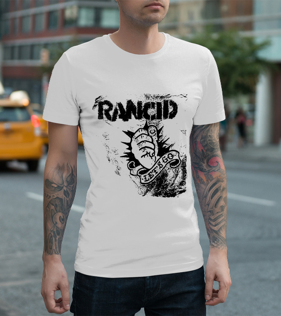 Rancid Let's Go Fist Logo Grunge Style T-Shirt