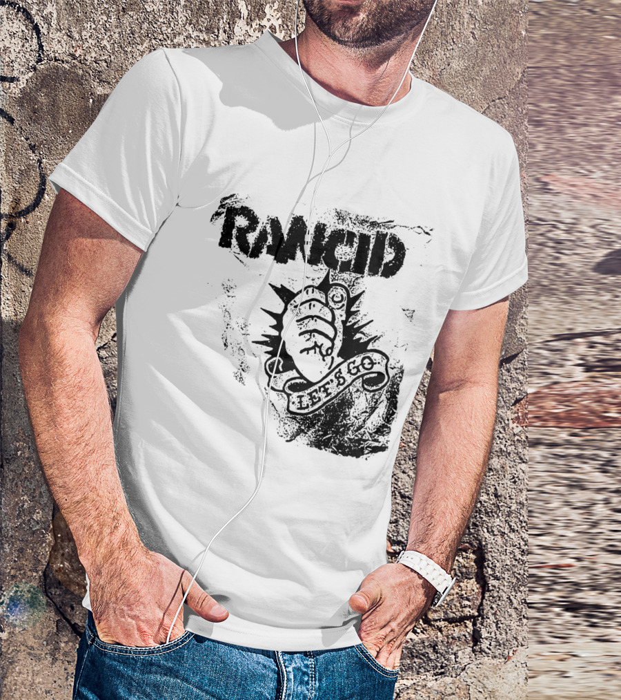 Rancid Let's Go Fist Logo Grunge Style T-Shirt
