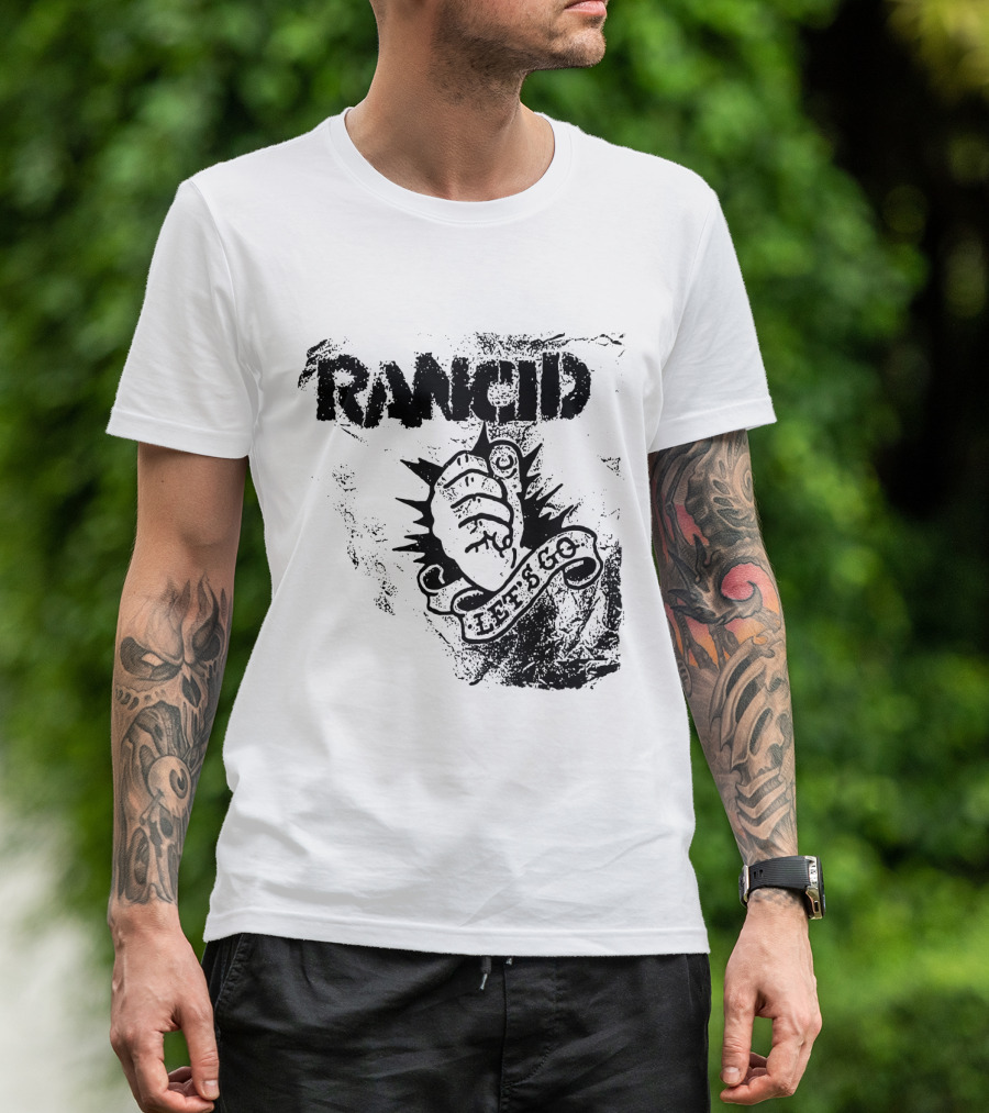 Rancid Let's Go Fist Logo Grunge Style T-Shirt