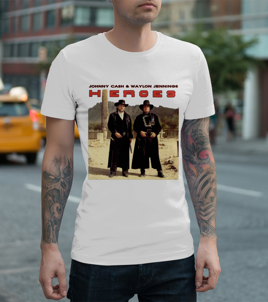 Johnny Cash & Waylon Jennings Heroes Desert Scene T-Shirt