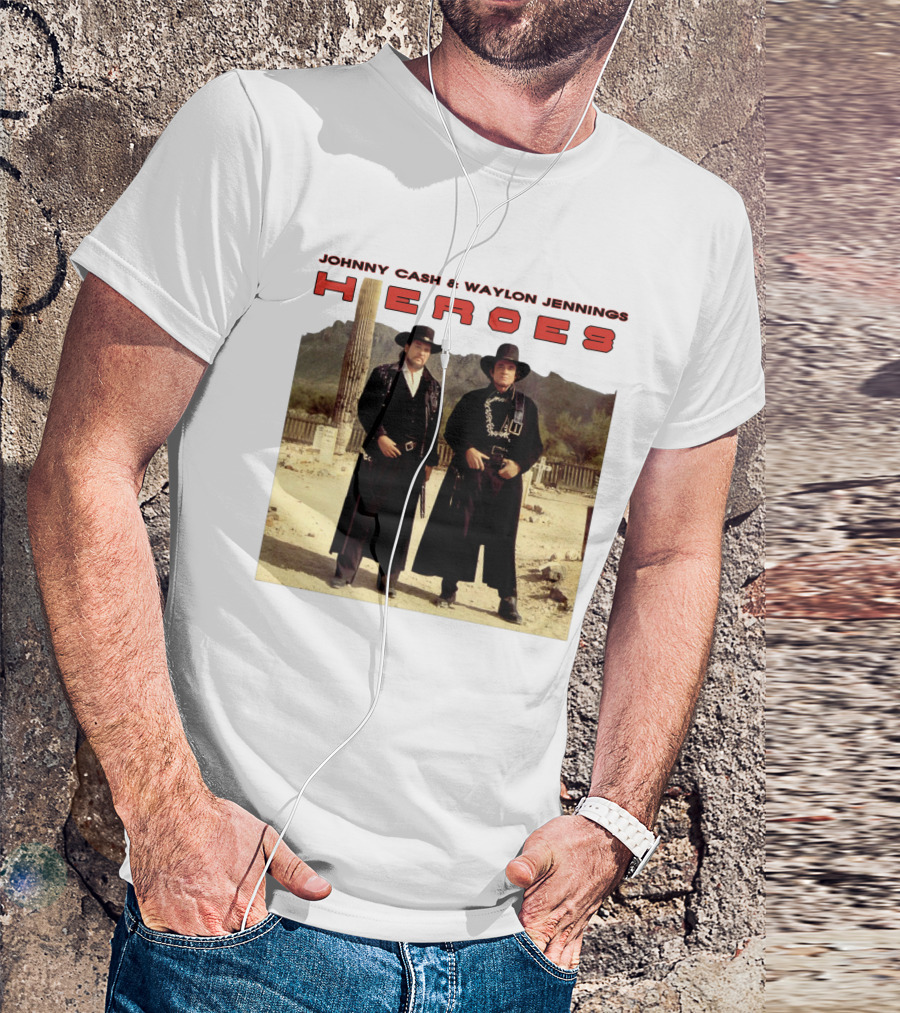 Johnny Cash & Waylon Jennings Heroes Desert Scene T-Shirt