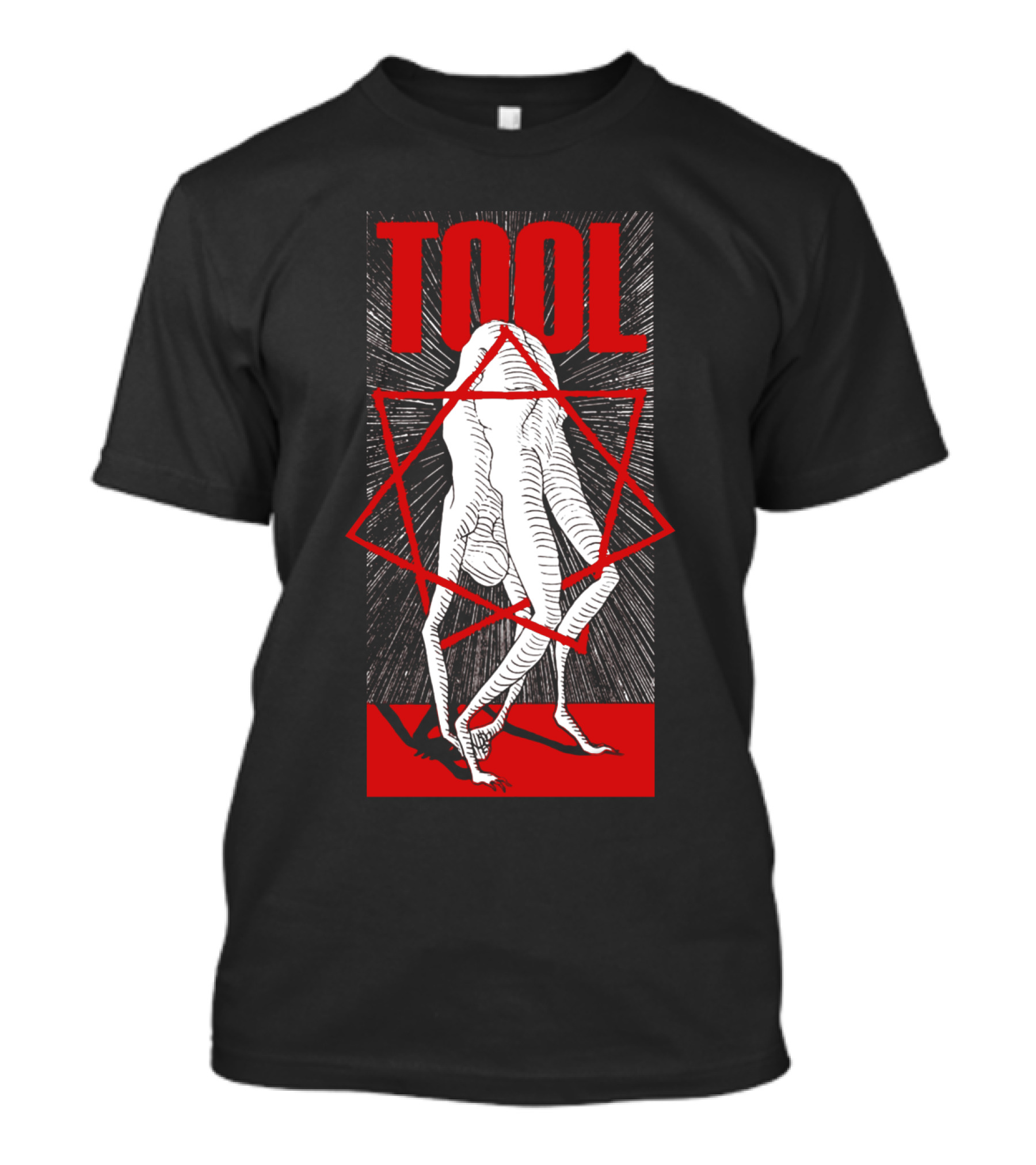 Tool Six-Legged Figure With Geometric Red Star On Black And Red Abstract T-Shirt