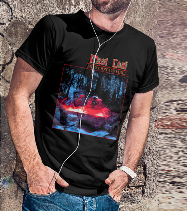 Meat Loaf Hits Out Of Hell Motorcycle Forest Scene T-Shirt
