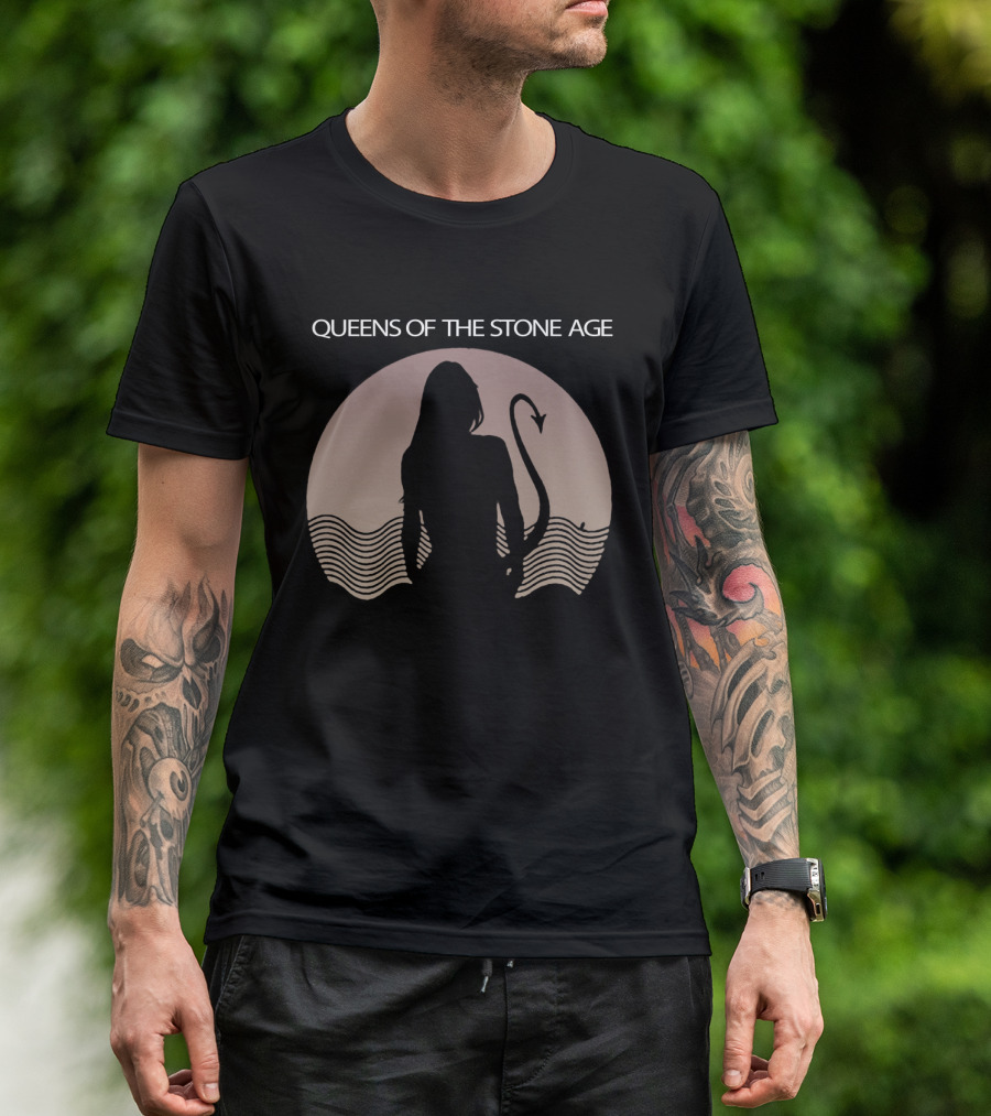 Queens Of The Stone Age Mermaid Silhouette With Tail And Waves T-Shirt