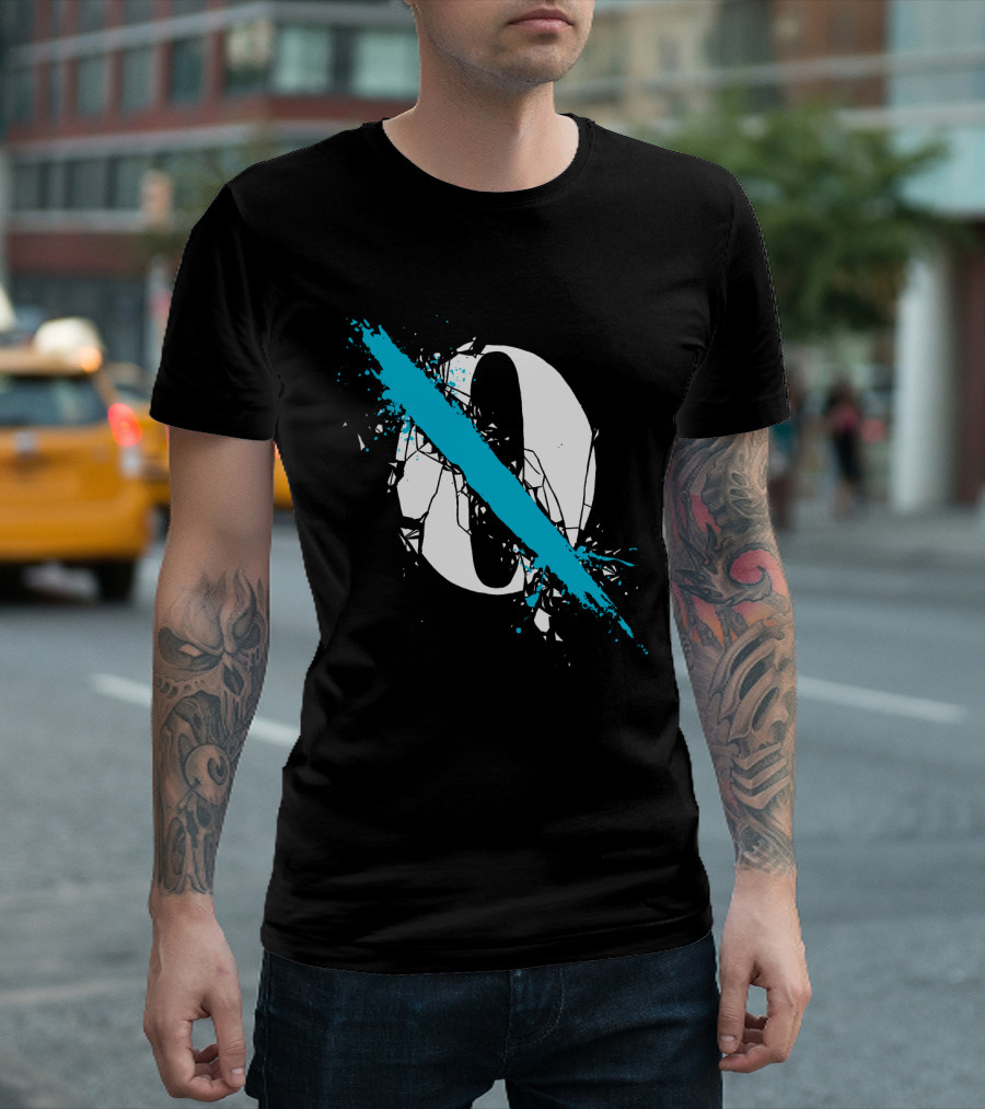 Qotsa Cracked Zero With Blue Diagonal Line T-Shirt