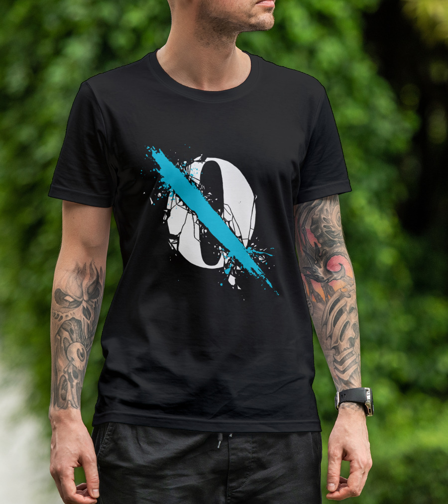 Qotsa Cracked Zero With Blue Diagonal Line T-Shirt