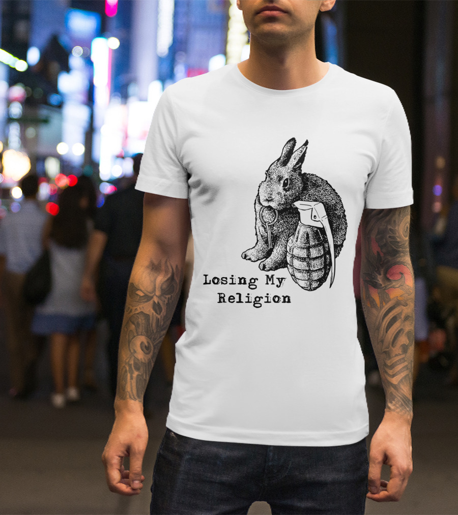 Losing My Religion Surreal Rabbit Grenade T-Shirt
