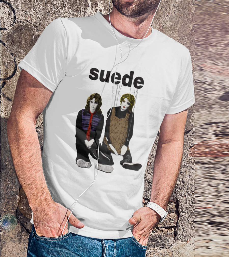 Suede Band Puppet Imagery With Colorful Outfits T-Shirt