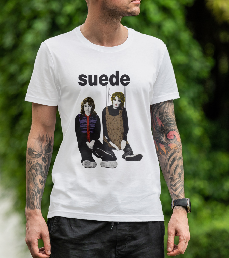 Suede Band Puppet Imagery With Colorful Outfits T-Shirt