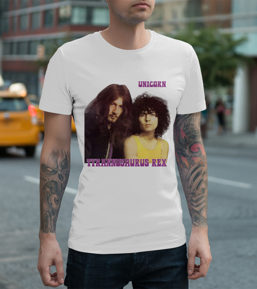 Unicorn Tyrannosaurus Rex Band Members Retro Photo T-Shirt