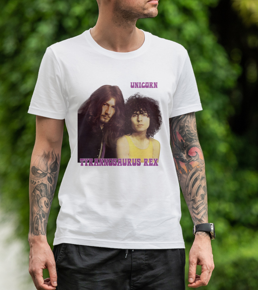 Unicorn Tyrannosaurus Rex Band Members Retro Photo T-Shirt