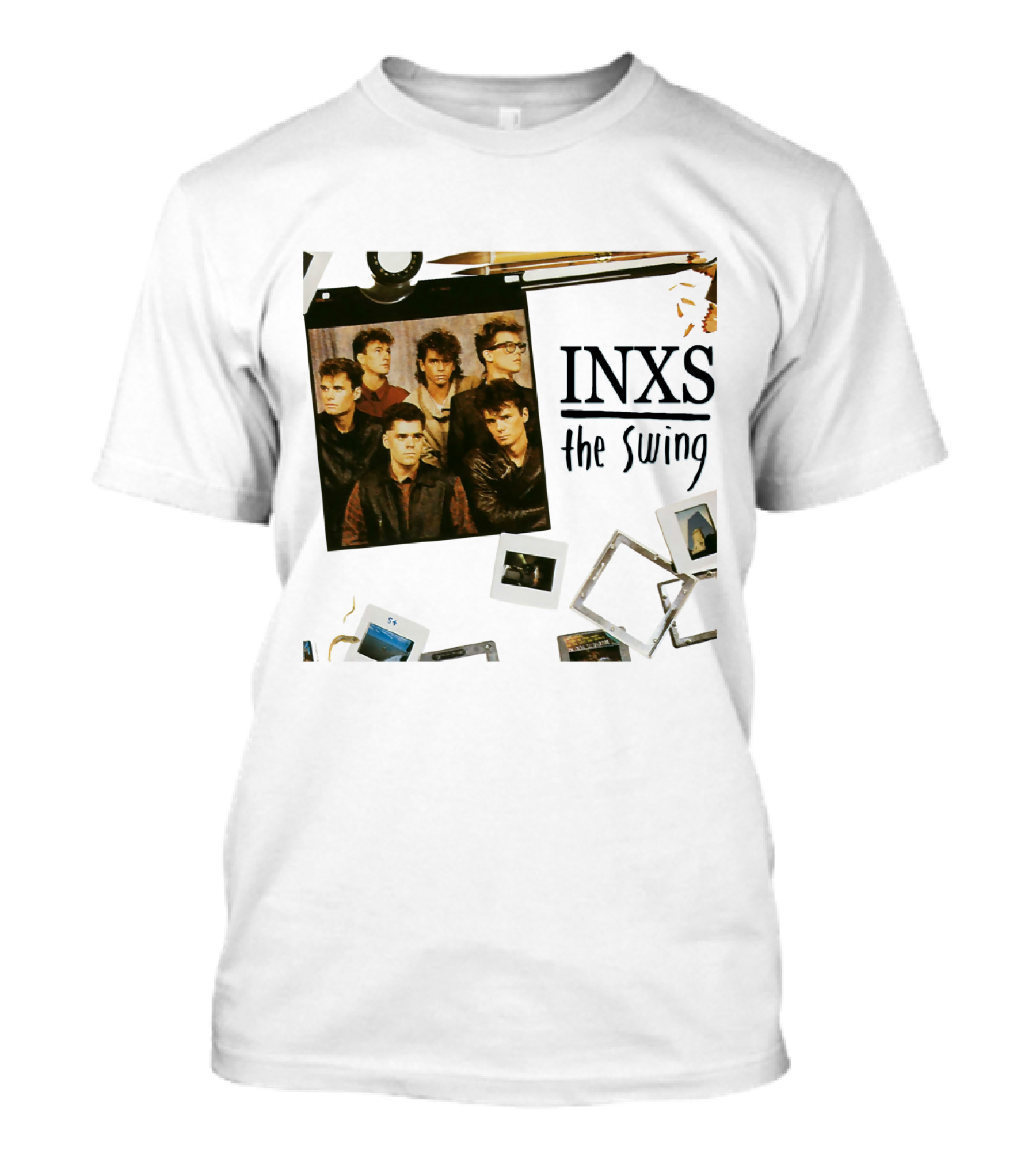 INXS The Swing Album Cover Group Photo With Film Reel And Slides T-Shirt