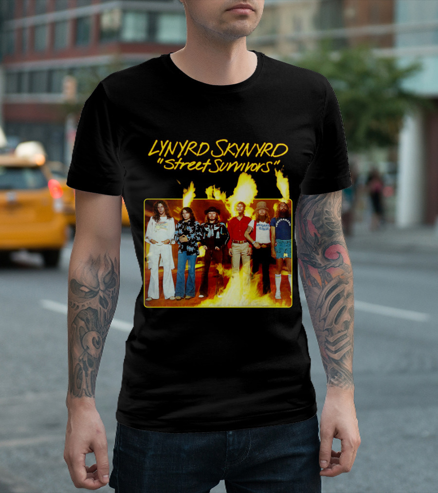 Lynyrd Skynyrd Street Survivors Album Cover Art Fiery T-Shirt