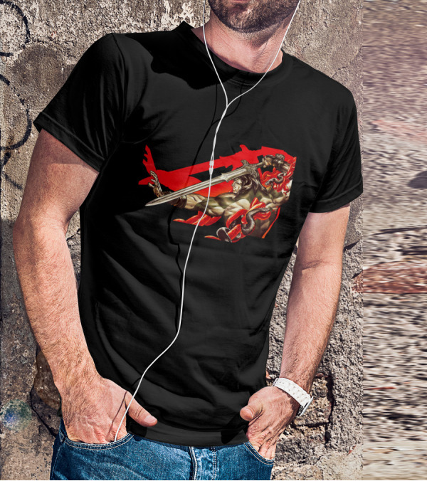 Conan Sword Action With Red Snakes And Warrior T-Shirt