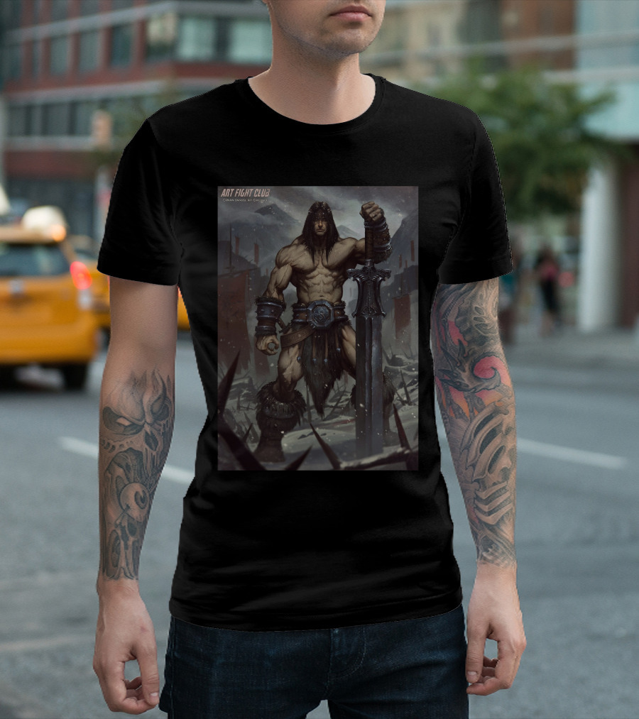 Art Fight Club Conan (27) Chamba Sword Warrior Scene T-Shirt