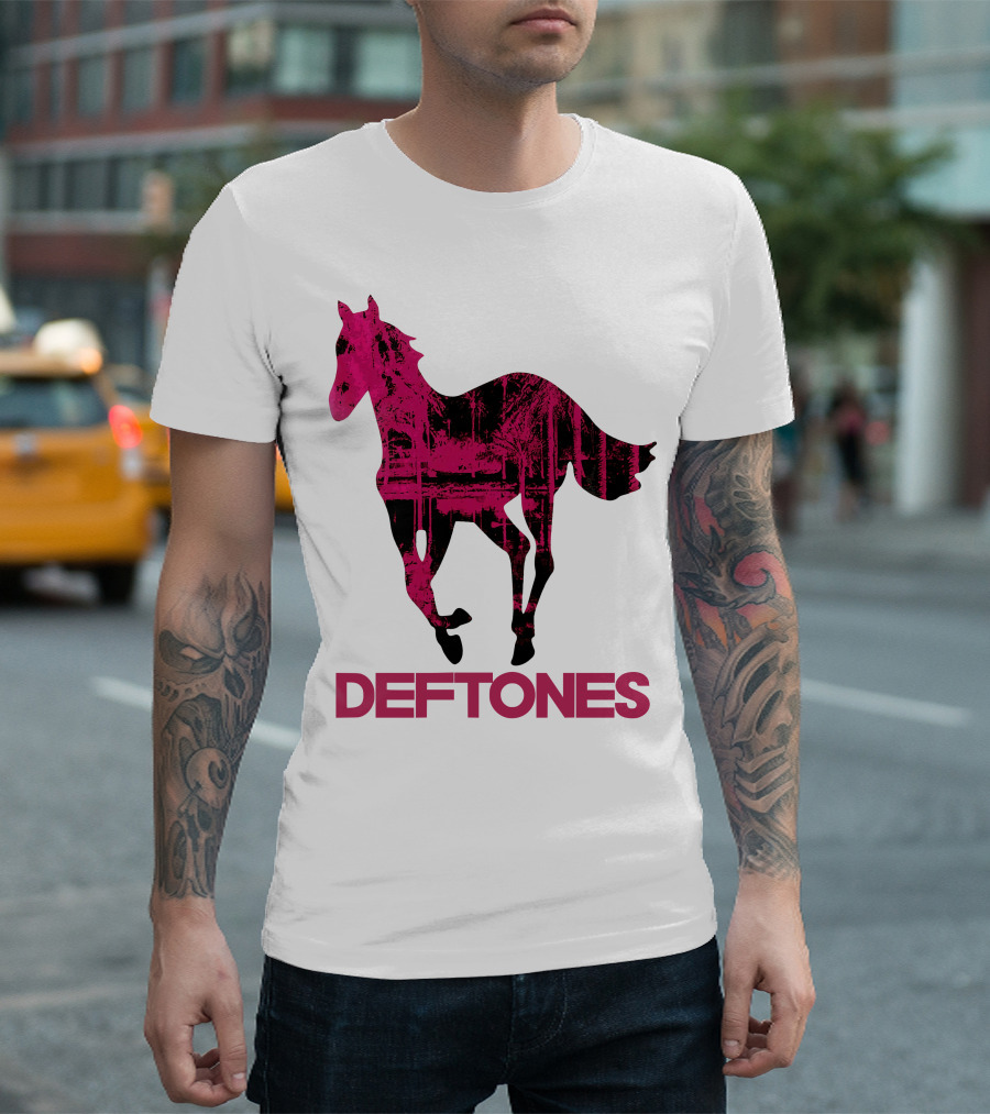 Deftones Pink Horse Motif T-Shirt