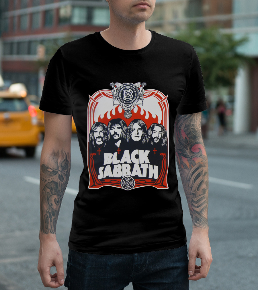 Black Sabbath Vintage Style Band Portrait With Gothic Symbolism T-Shirt
