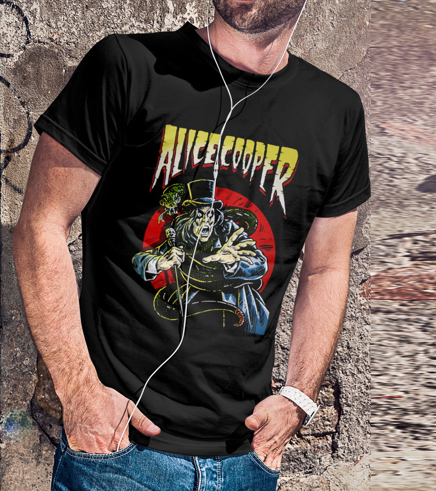 Alice Cooper Horror Snake Red Circle T-Shirt