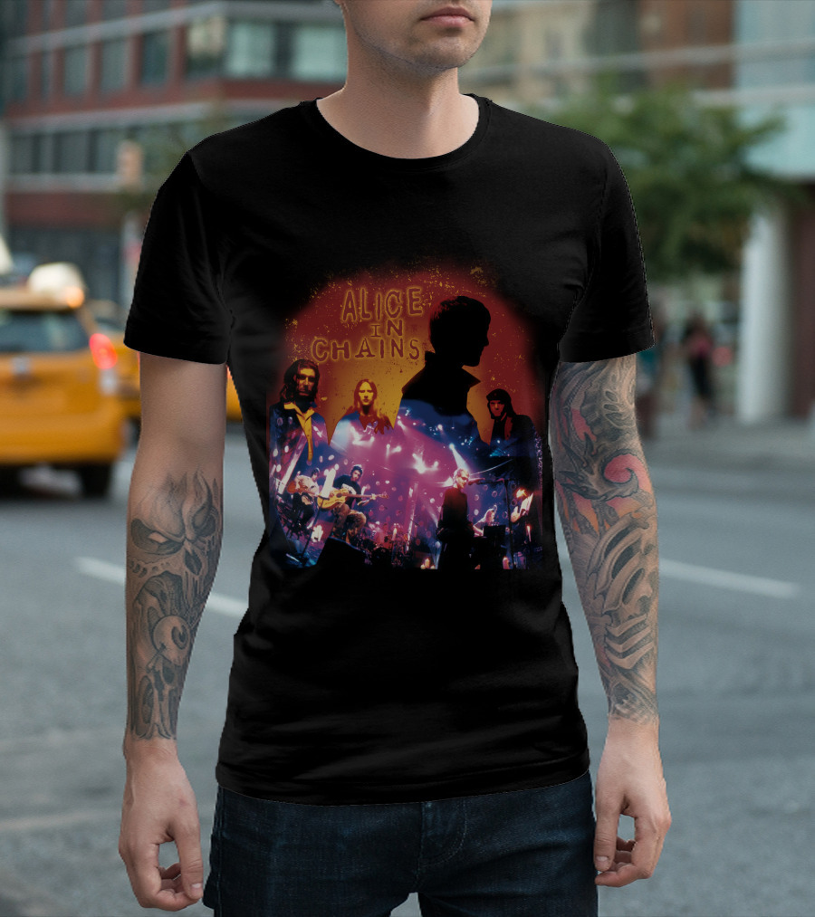 Alice In Chains Band Silhouette Concert Performance Collage T-Shirt