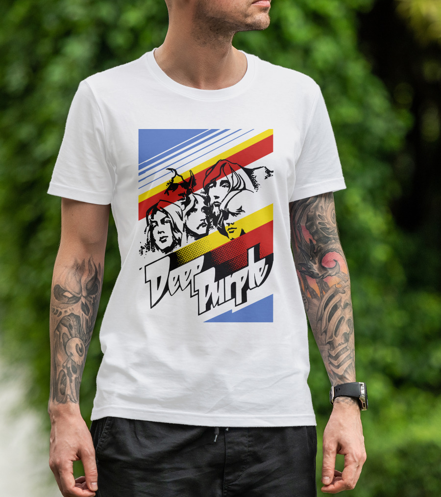 Deep Purple Iconic Band Members Retro Style T-Shirt