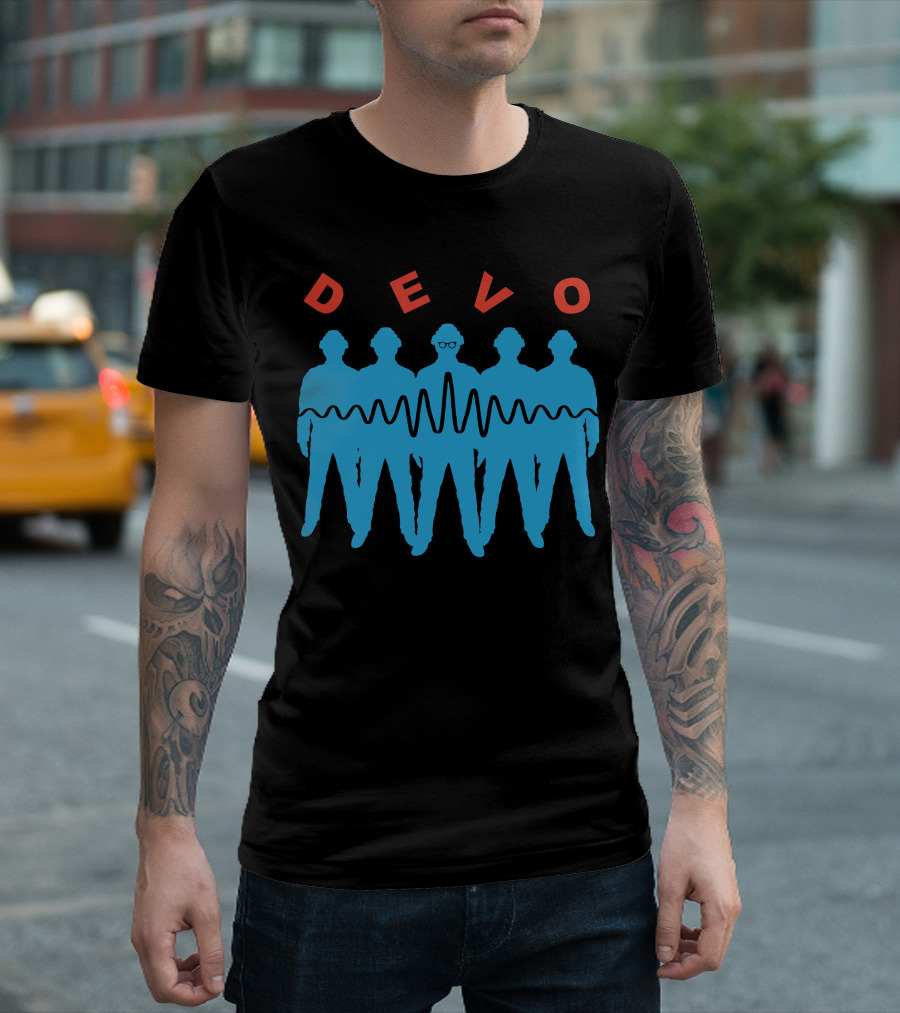 Devo Band Silhouette And Waveform T-Shirt