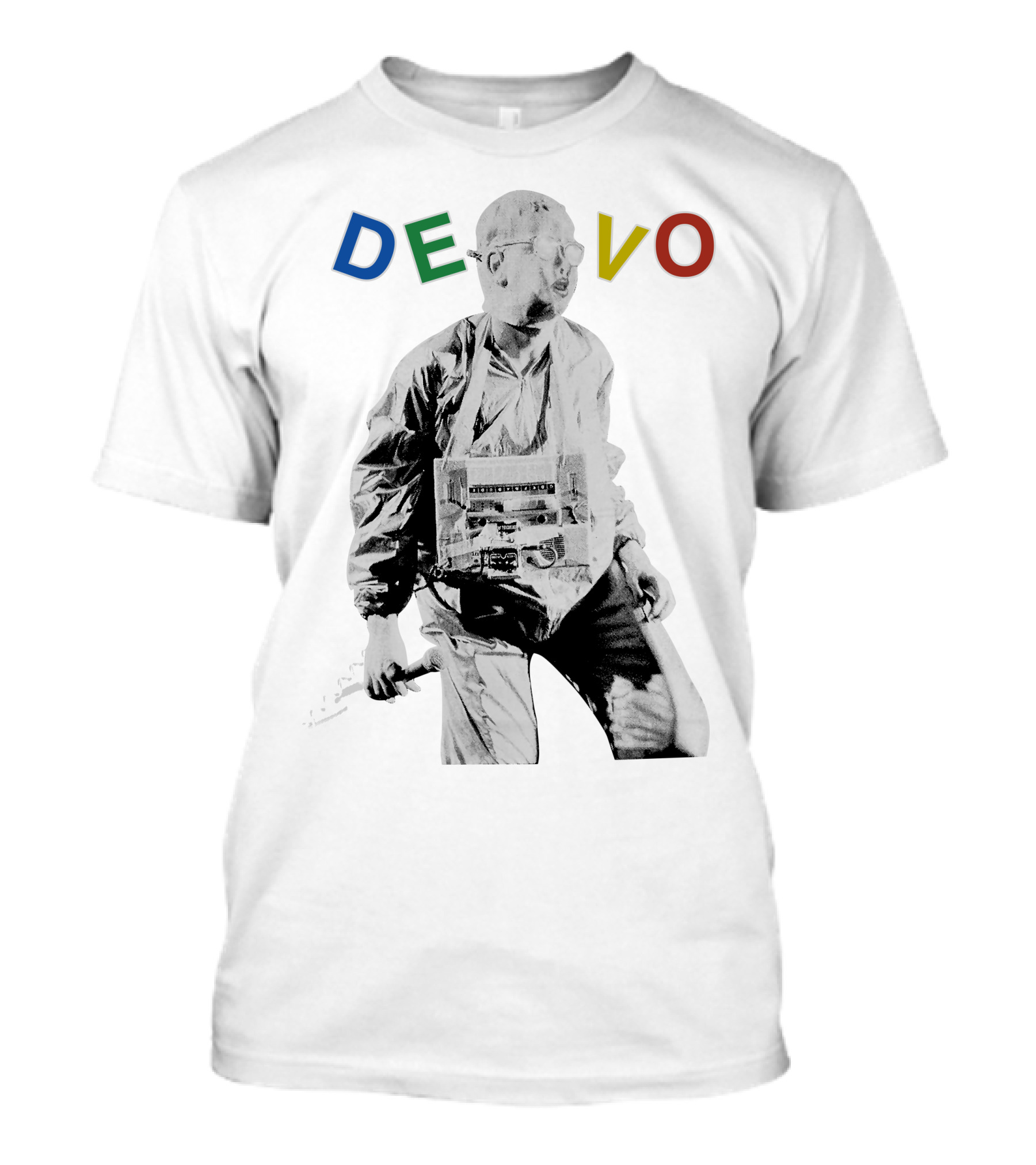 Devo Man With Jacket And Guitar T-Shirt