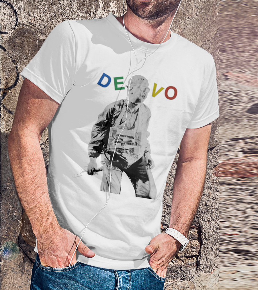 Devo Man With Jacket And Guitar T-Shirt