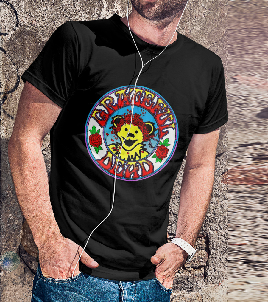 Grateful Dead Bear With Roses Circle T-Shirt
