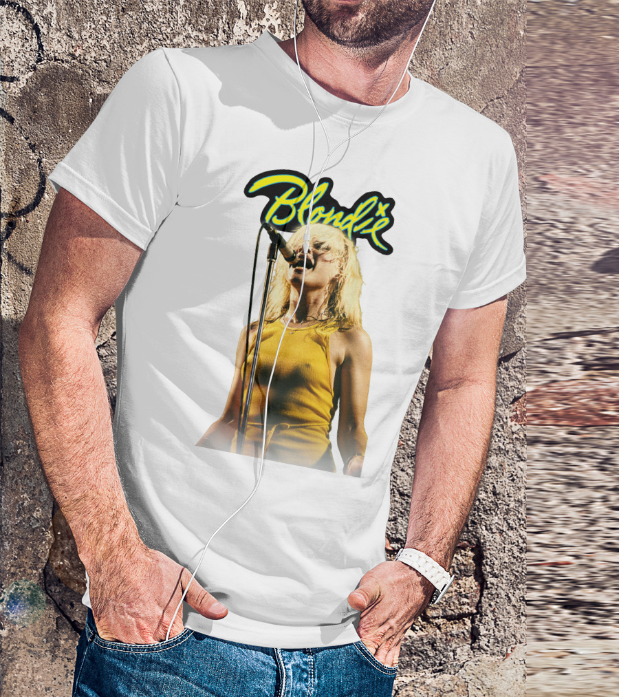 Blondie Live Performance Microphone Yellow Dress T-Shirt