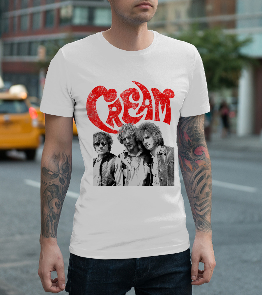 Cream Band Vintage Photo With Red T-Shirt