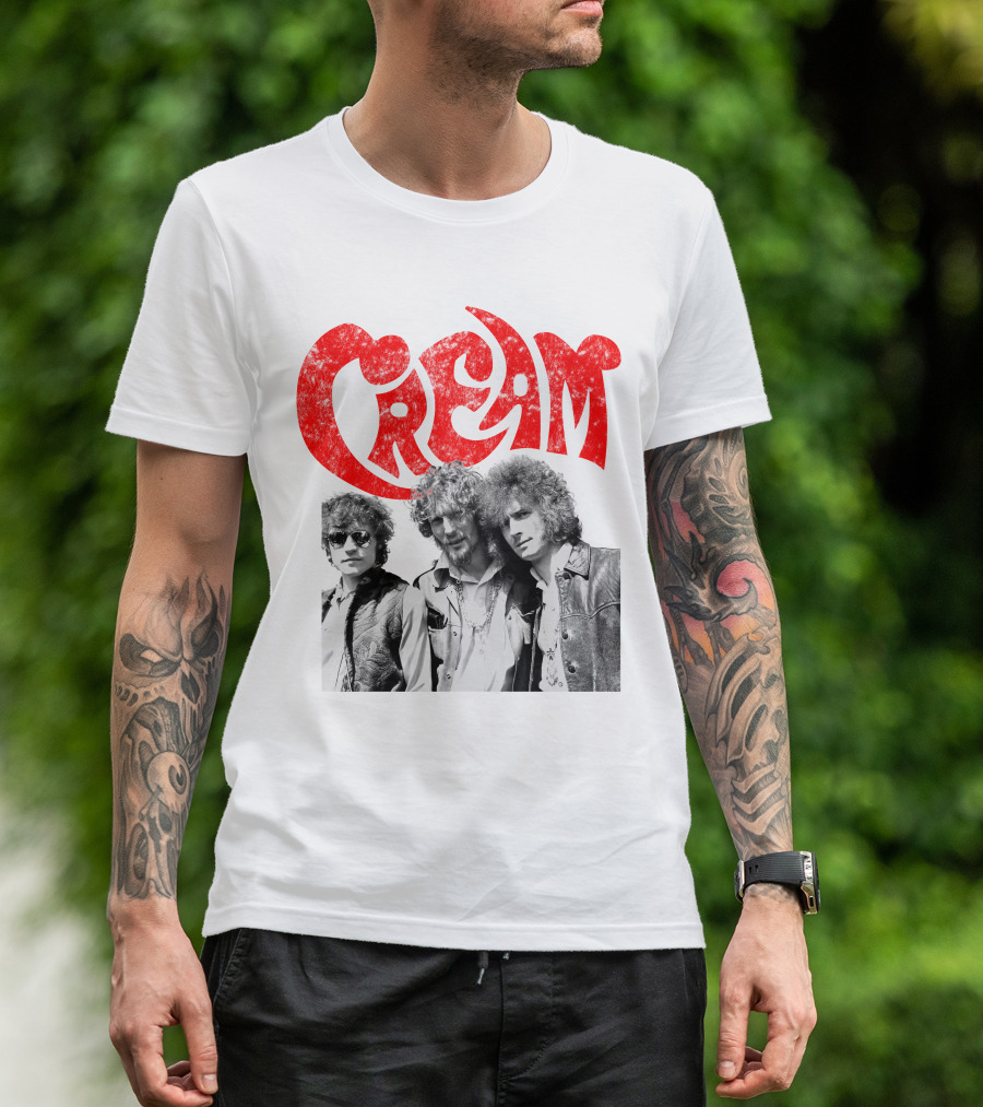 Cream Band Vintage Photo With Red T-Shirt