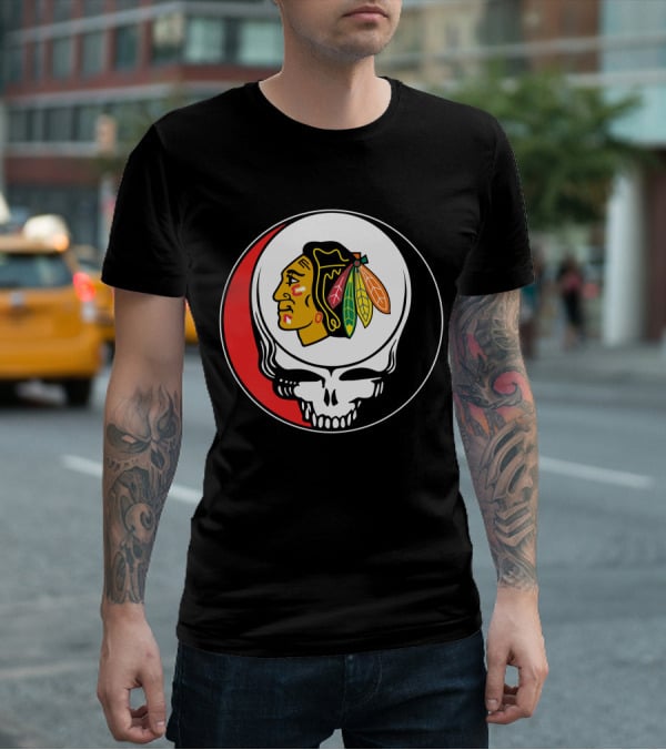 Chicago Blackhawks Grateful Dead Skull T-Shirt