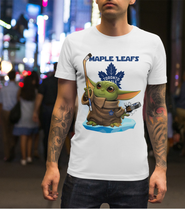 Baby Yoda Toronto Maple Leafs Hockey Fan T-Shirt