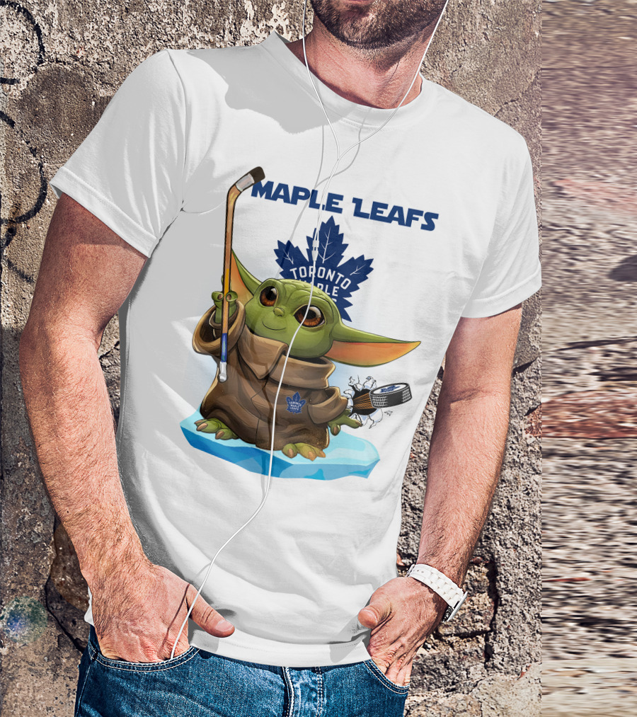 Baby Yoda Toronto Maple Leafs Hockey Fan T-Shirt