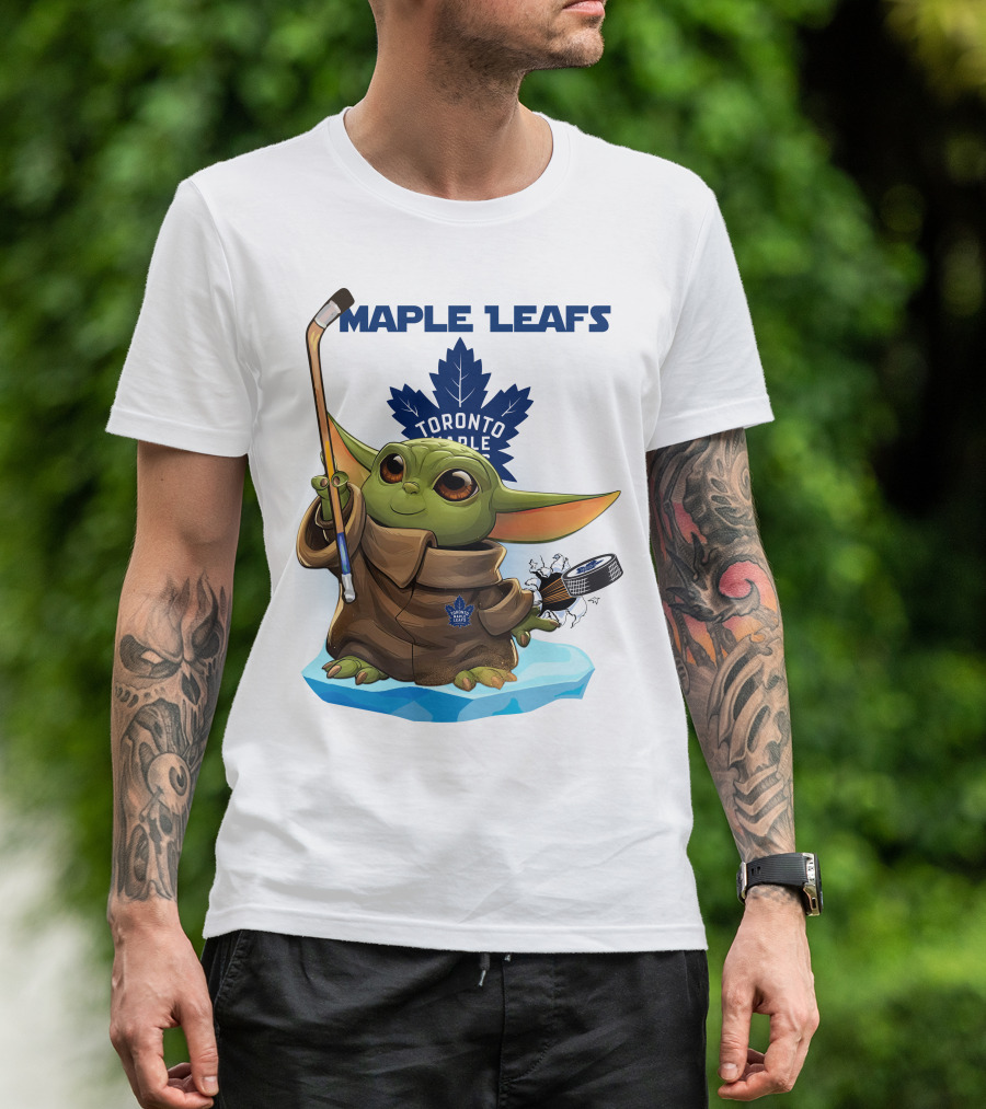 Baby Yoda Toronto Maple Leafs Hockey Fan T-Shirt