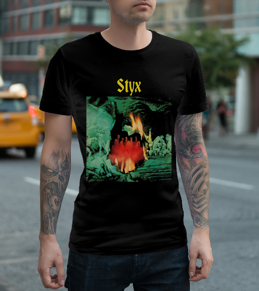 Styx Gothic Fantasy Art With Fire And Figures T-Shirt