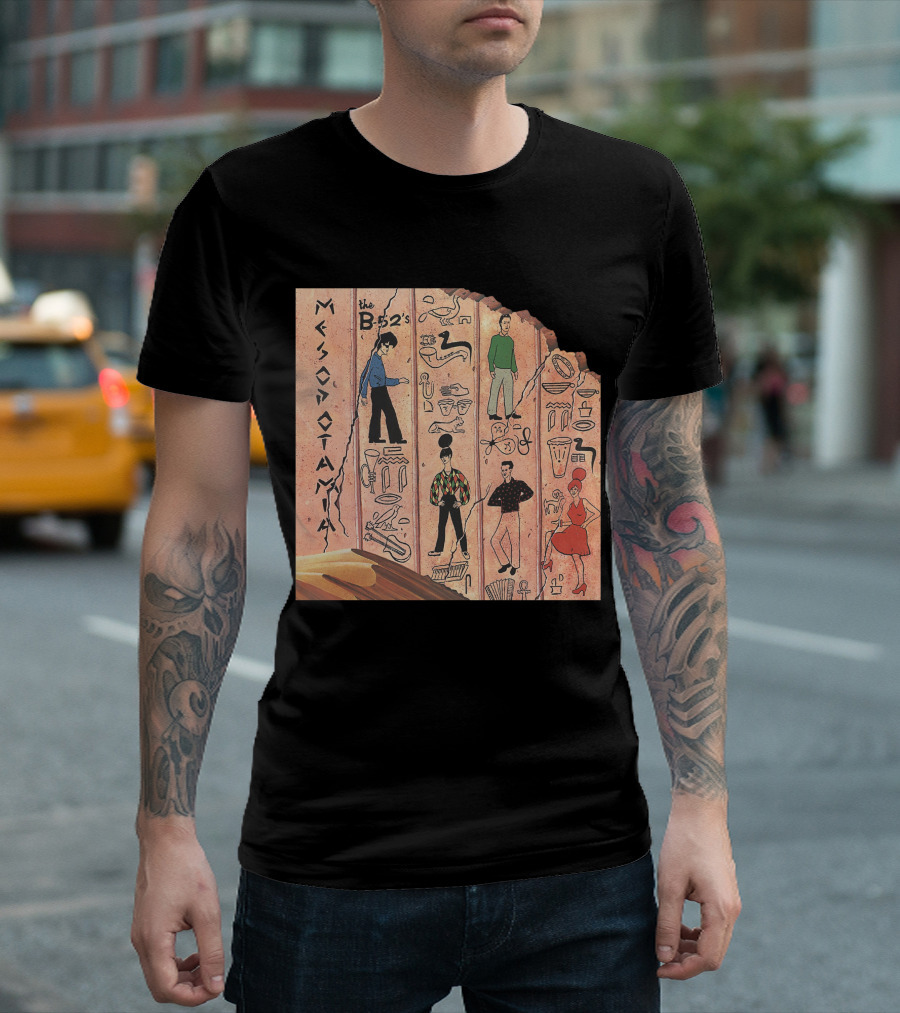 The B-52'S Mesopotamia Album Art With Band Members And Hieroglyphics T-Shirt