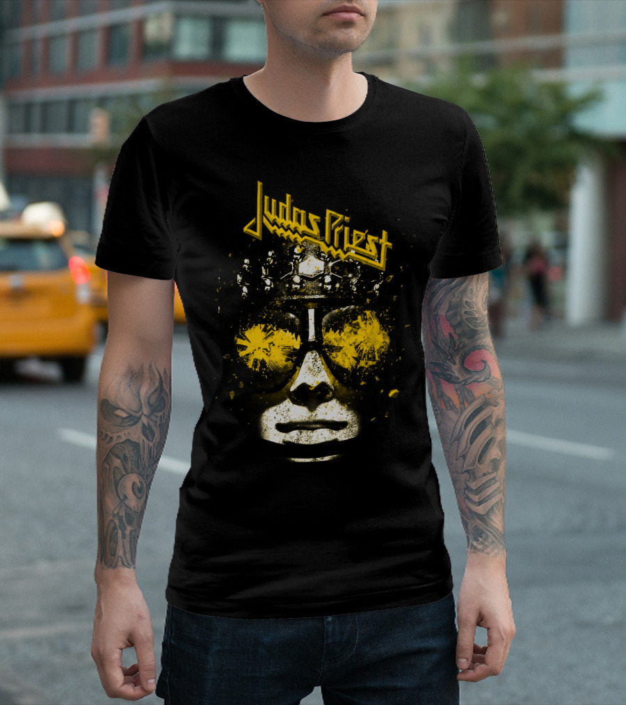 Judas Priest Explosive Helmet Sunglasses Face T-Shirt