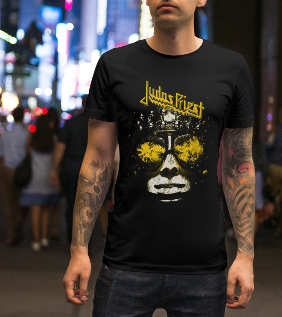 Judas Priest Explosive Helmet Sunglasses Face T-Shirt