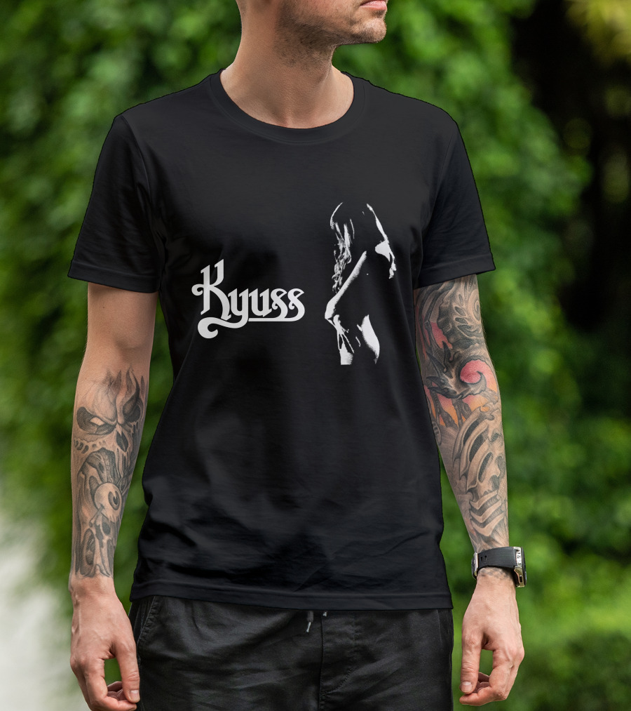 Kyuss Logo With Black And White Figure T-Shirt