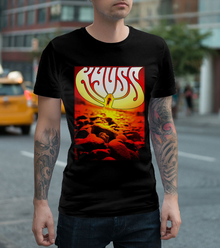 Kyuss Rock Band Logo With Sunset And Stones T-Shirt
