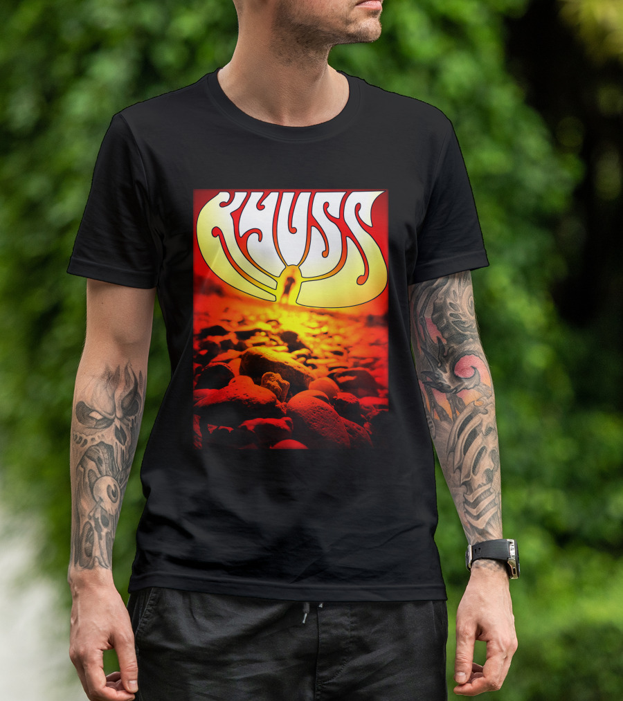 Kyuss Rock Band Logo With Sunset And Stones T-Shirt