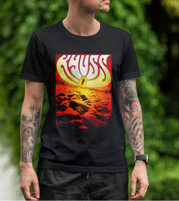 Kyuss Rock Band Logo With Sunset And Stones T-Shirt