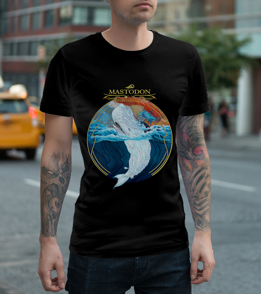 Mastodon Leviathan Moby Dick Whale Sea Battle T-Shirt